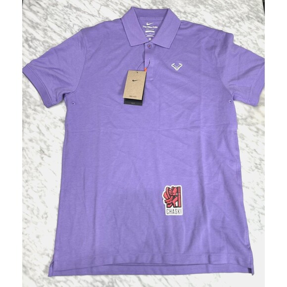 Nike Polo Rafa Nadal Slim Fit Tennis Shirt DD8532-567 Space Purple Mens Medium - Picture 1 of 12